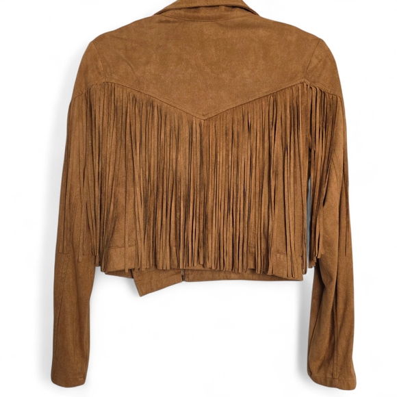 Flying Tomato Tan Leather Jacket with Fringe - Picture 7 of 8